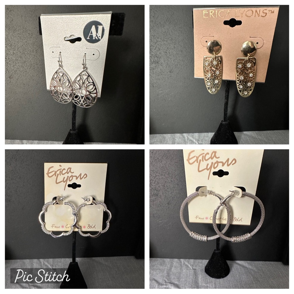 4 pair earrings+1 free.